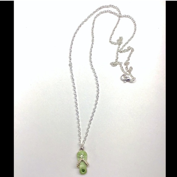 American Buddha Seafoam & White Babydoll Coverup Dress With Flip Flop Necklace - Picture 6 of 7